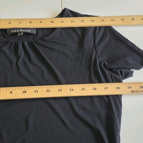 Lida Baday Top Women XL Black SS Round Neck Monochrome Office Goth Minimalist - Picture 5 of 13
